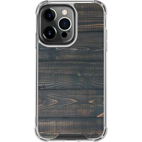 Black Painted Wood iPhone 14 Pro Clear Case